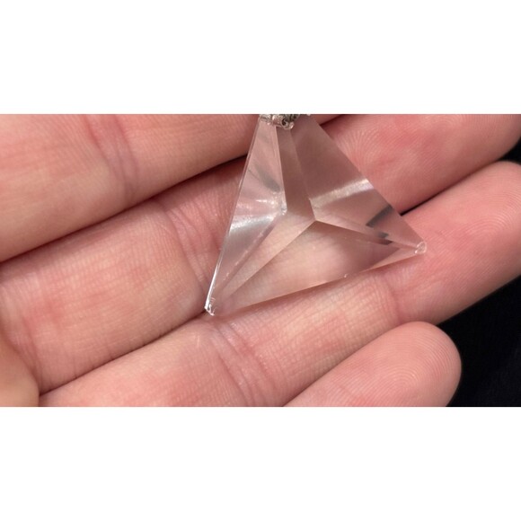 Vintage Sterling Silver Necklace Clear Lucite Pendant Modernist Art Deco Style - Picture 6 of 7